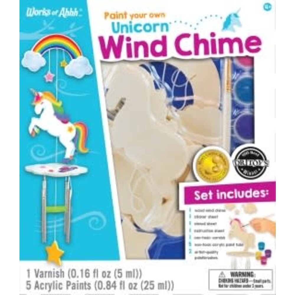 Paint Your Own Unicorn Wind Chime Wood Kit w/Paint & Brush MST22024