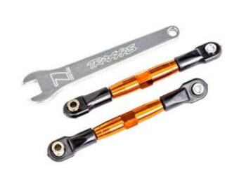 Camber links, front (TUBES orange-anodized, 7075-T6 aluminum) (2) (assembled with rod ends and hollow balls)/ aluminum wrench (1), TRA2444T