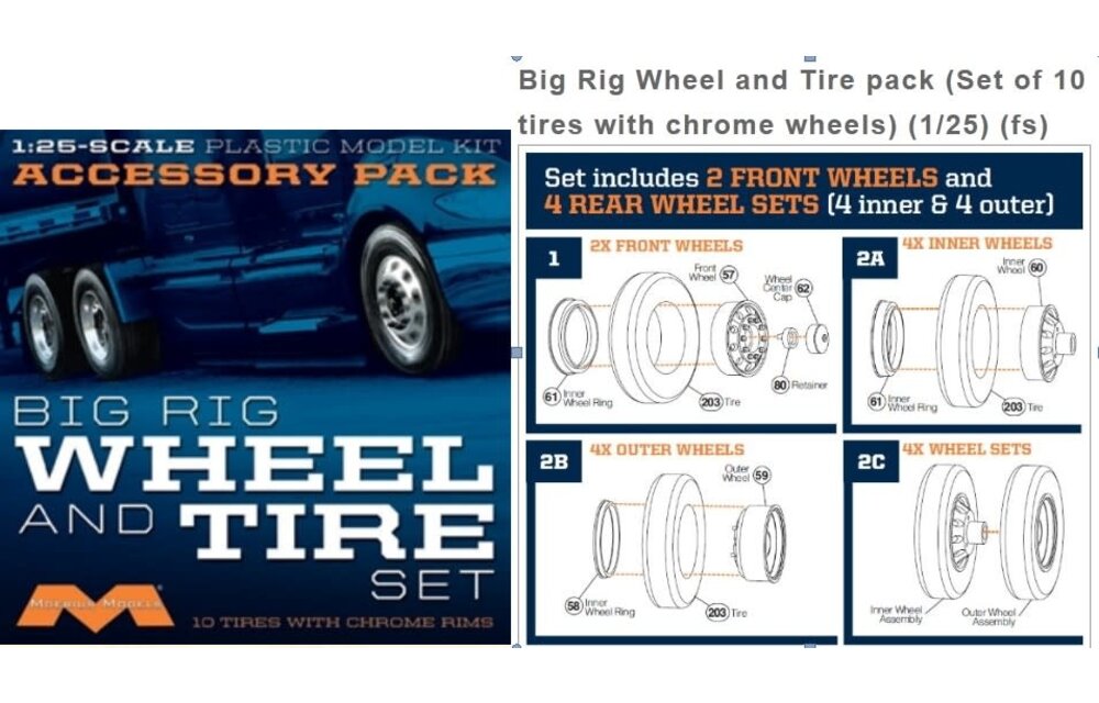1/25 Semi Wheels/Tires (10 pk)   MOE1010