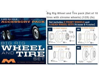 1/25 Semi Wheels/Tires (10 pk)   MOE1010