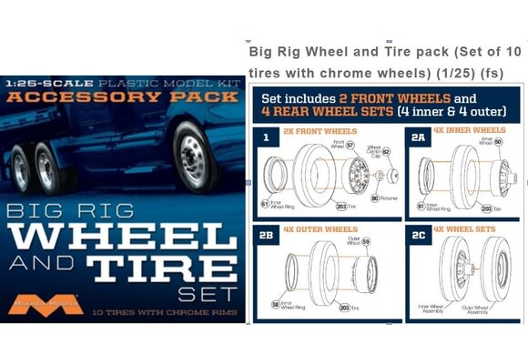 1/25 Semi Wheels/Tires (10 pk)   MOE1010