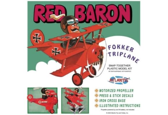 Red Baron Fokker Triplane Snap Plastic Model Kit,  AAN-5903