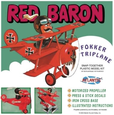 Red Baron Fokker Triplane Snap Plastic Model Kit,  AAN-5903