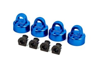 Shock caps, aluminum (blue-anodized), GTX shocks (4)/ spacers (4) (for Sledge™) TRA9664X