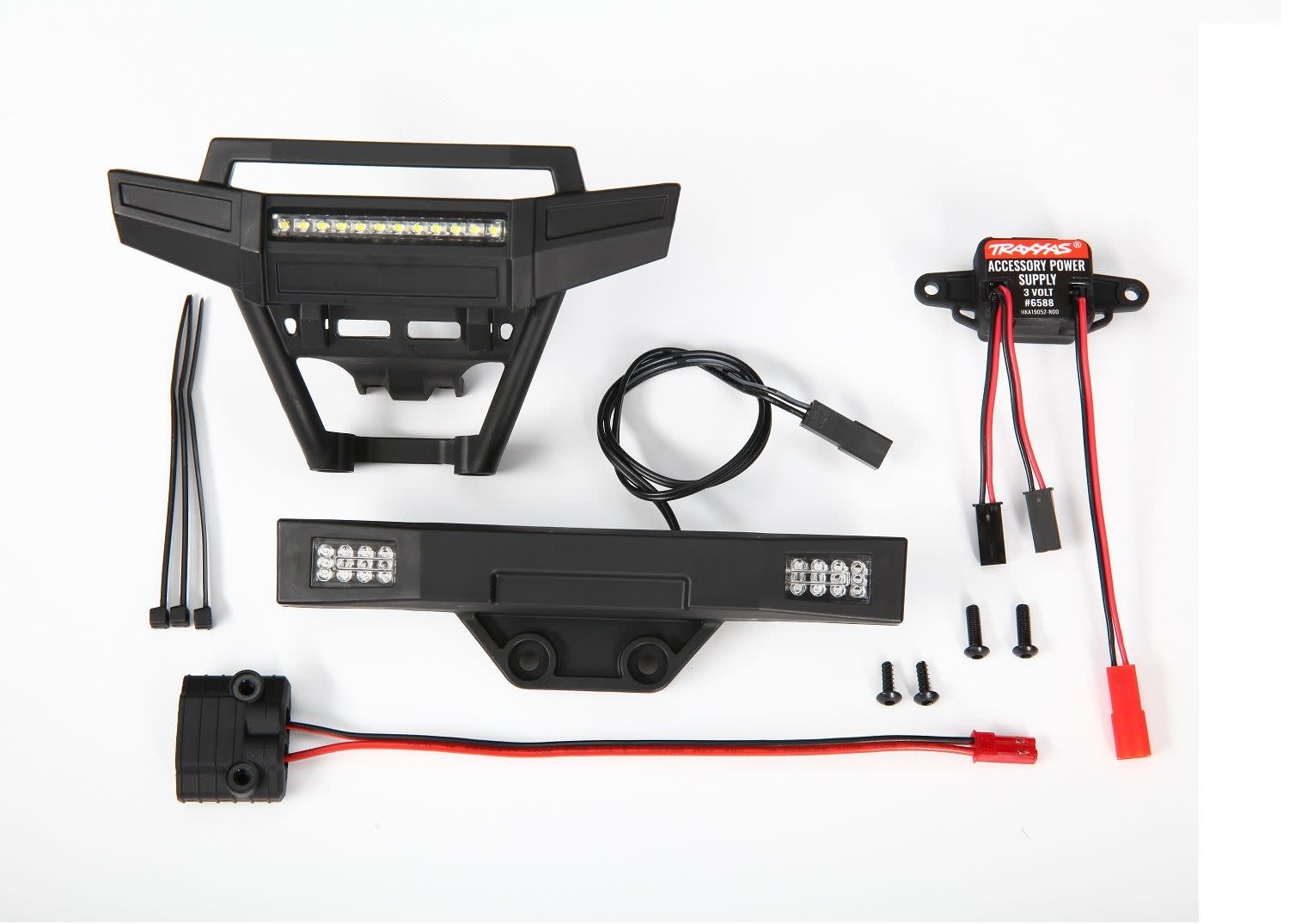 LED light set, complete (includes front and rear bumpers with LED lights, 3-volt accessory power supply, and power tap connector (with cable) (fits #9011 body)
