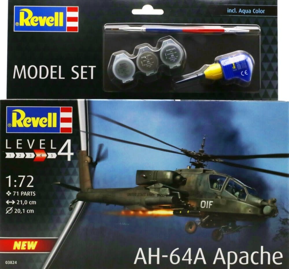 1/72 AH64A Apache Combat Helicopter Model Kit w/paint & glue