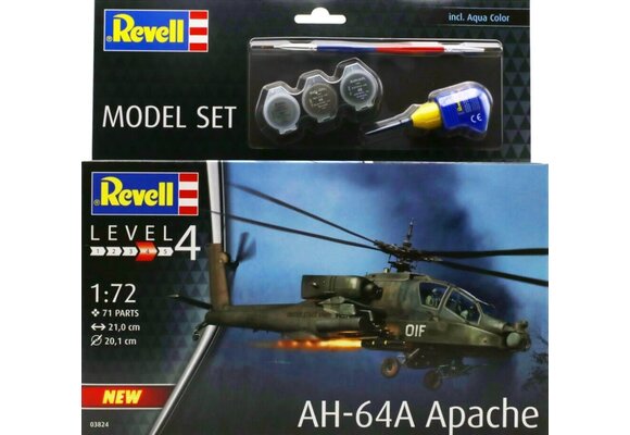 1/72 AH64A Apache Combat Helicopter Model Kit w/paint & glue