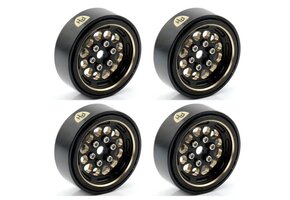1.0" Black Brass Beadlock Crawler Wheels, for, 1/24 Axial SCX24, PHBSCX2491
