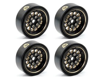 1.0" Black Brass Beadlock Crawler Wheels, for, 1/24 Axial SCX24, PHBSCX2491