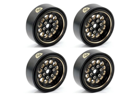 1.0" Black Brass Beadlock Crawler Wheels, for, 1/24 Axial SCX24, PHBSCX2491