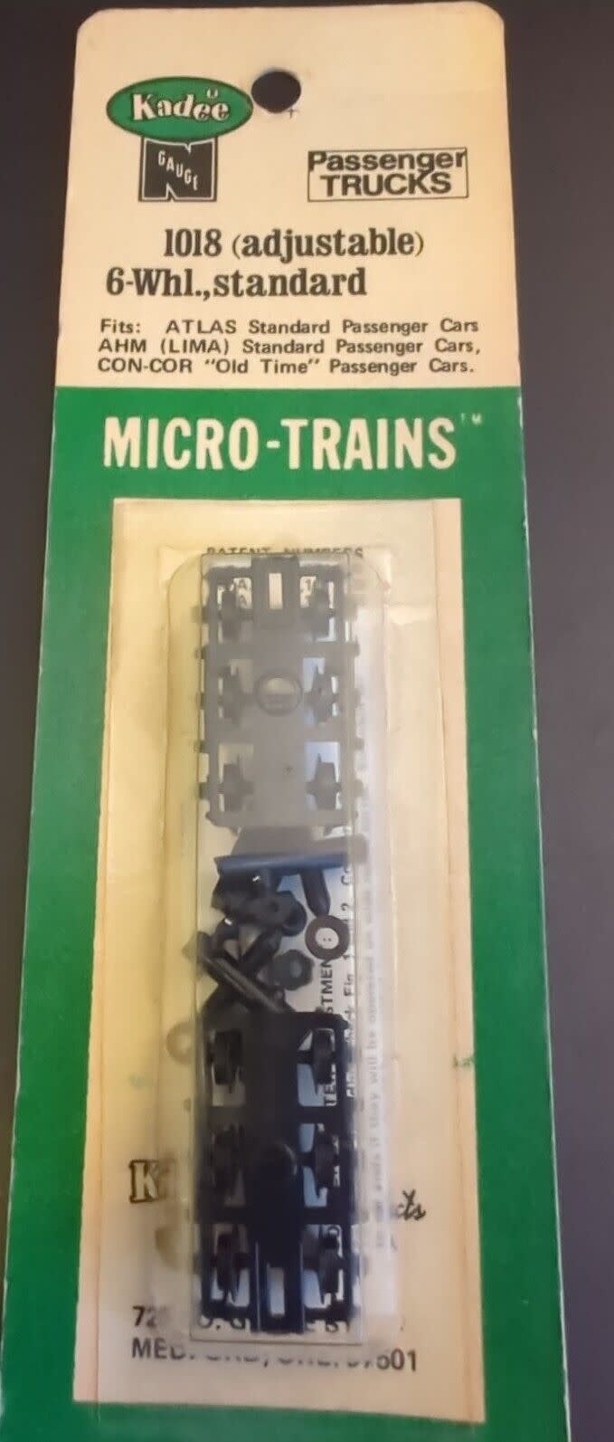 N-SCALE PASSENGER TRUCKS ADJUSTABLE 6-WHEEL STANDARD Micro Trains KADEE 1018 NEW