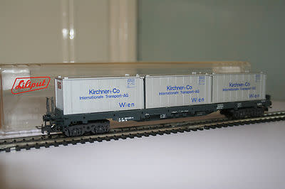 LILIPUT HO 201C OBB AUSTRIAN CONTAINER BOGIE WAGON