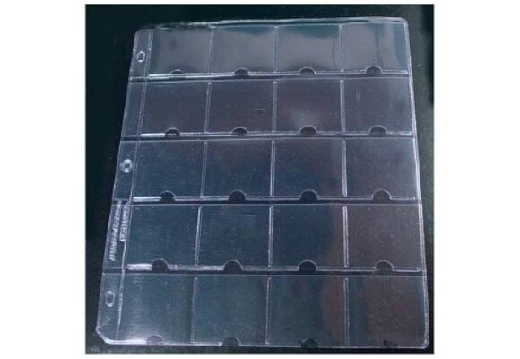 20 Pocket Plastic (2"x2"),3 Hole Full View Coin Holders 5 PACK