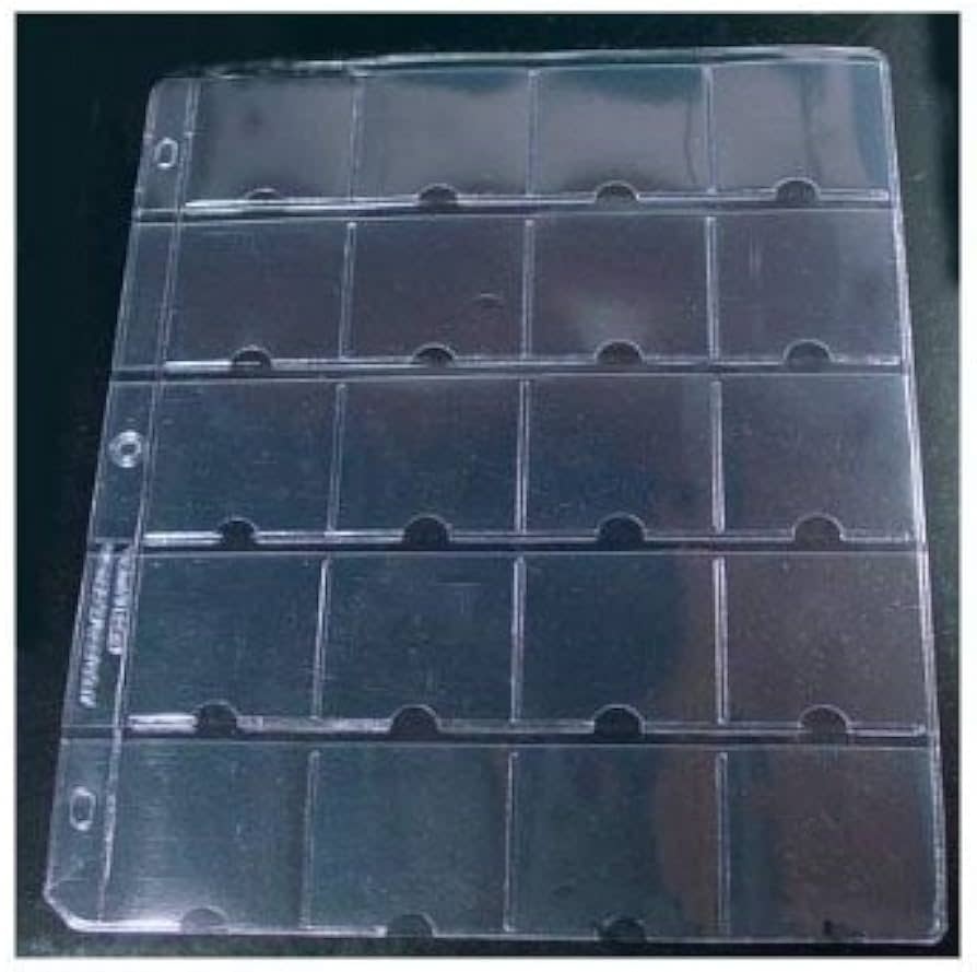 20 Pocket Plastic (2"x2"),3 Hole Full View Coin Holders 5 PACK