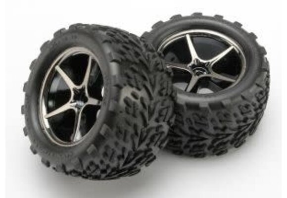 Tires and wheels, assembled, glued (Gemini black chrome wheels, Talon tires, foam inserts)