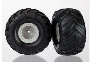 Traxxas Tires & wheels, assembled (grey wheels (dual profile, 1.5' outer and 2.2' inner), dual profile tires) (2)