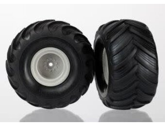 Traxxas Tires & wheels, assembled (grey wheels (dual profile, 1.5' outer and 2.2' inner), dual profile tires) (2)