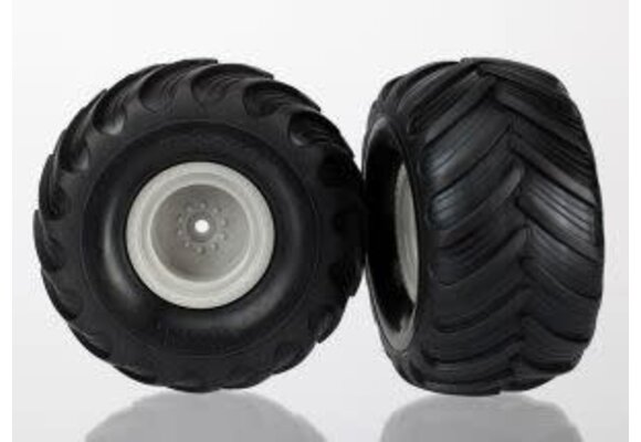 Traxxas Tires & wheels, assembled (grey wheels (dual profile, 1.5' outer and 2.2' inner), dual profile tires) (2)
