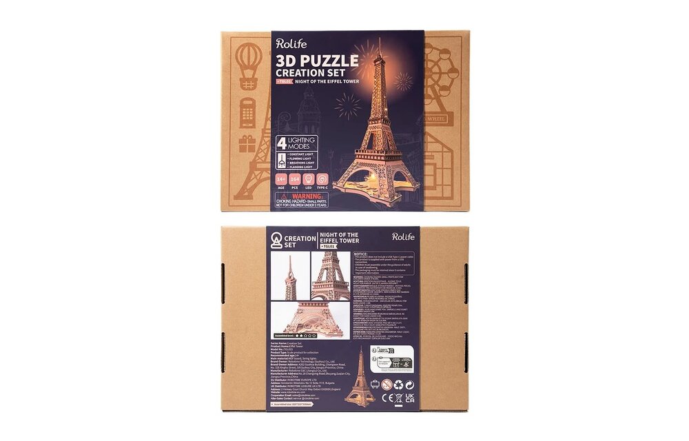 Night of the Eiffel Tower 3D Wooden Puzzle