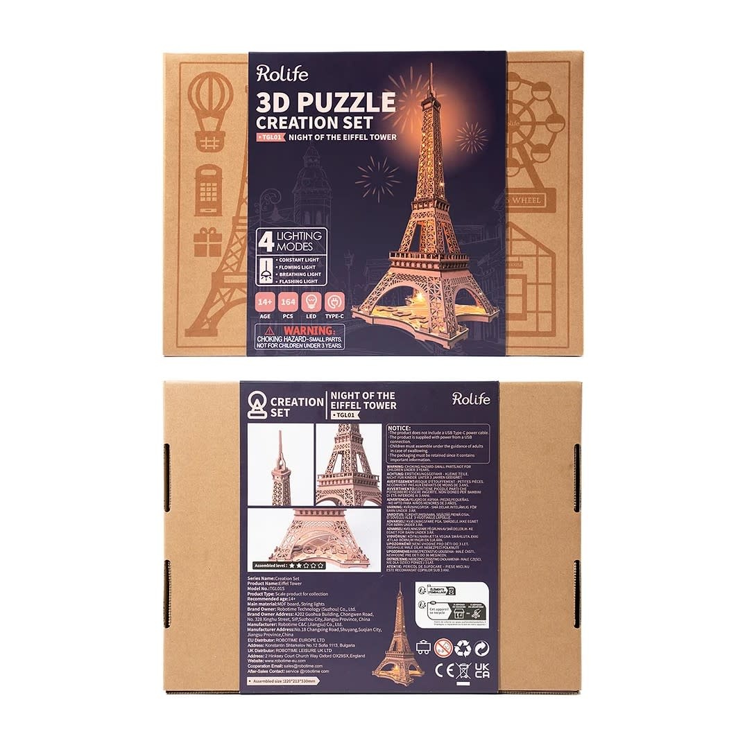 Night of the Eiffel Tower 3D Wooden Puzzle
