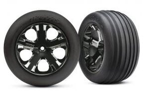 Tires & wheels, assembled, glued (2.8') (All-Star black chrome wheels, ribbed tires, foam inserts) (electric front) (2)