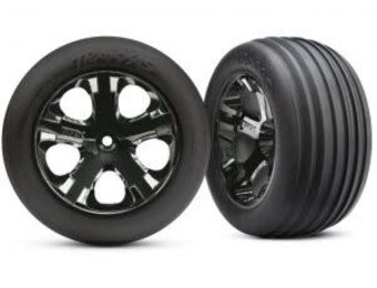 Tires & wheels, assembled, glued (2.8') (All-Star black chrome wheels, ribbed tires, foam inserts) (electric front) (2)