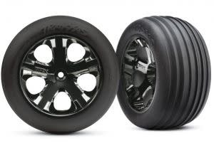 Tires & wheels, assembled, glued (2.8') (All-Star black chrome wheels, ribbed tires, foam inserts) (electric front) (2)