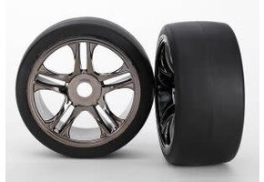 Tires & wheels, assembled, glued (split-spoke, black chrome wheels, slick tires (S1 compound), foam inserts) (rear) (2)