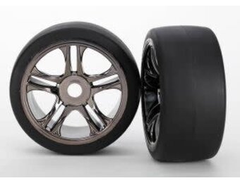 Tires & wheels, assembled, glued (split-spoke, black chrome wheels, slick tires (S1 compound), foam inserts) (rear) (2)