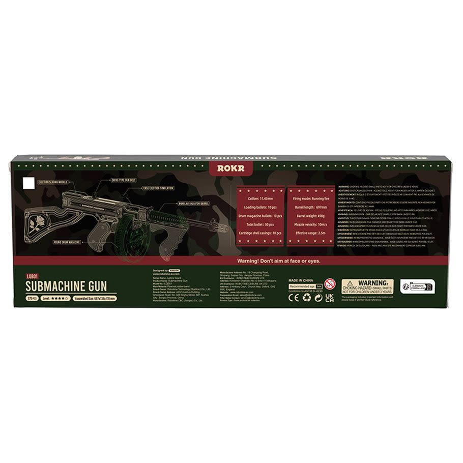 Thompson Submachine Gun Toy 3D Wooden Model Kit, ROELQB01
