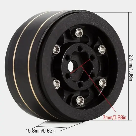 1.0" Z1 Brass Beadlock Crawler Wheels, for 1/24 Axial SCX24, PHB5324