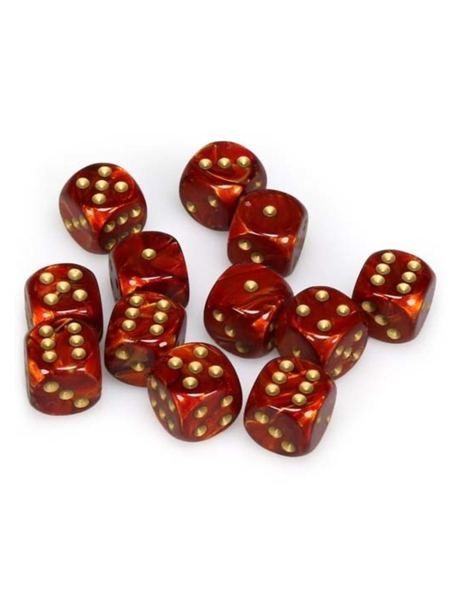 Chessex Chessex: 16mm D6 - Scarab - Scarlet w/ Gold