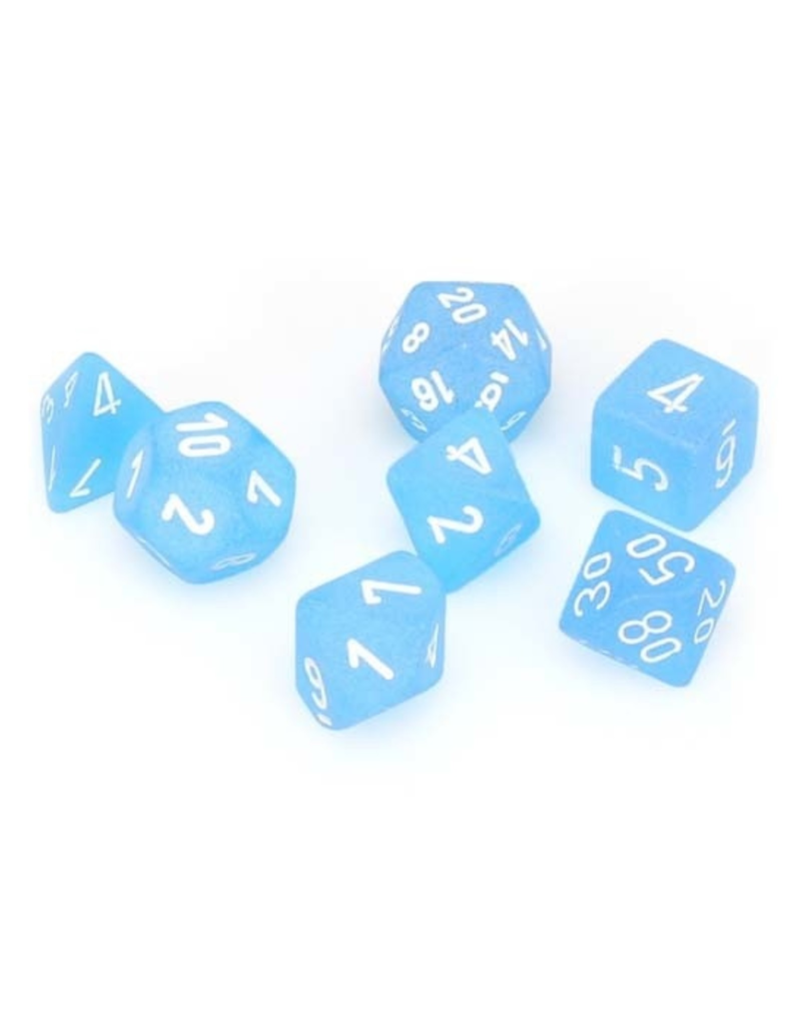 Chessex Chessex: Poly 7 Set - Frosted - Caribbean Blue w/ White