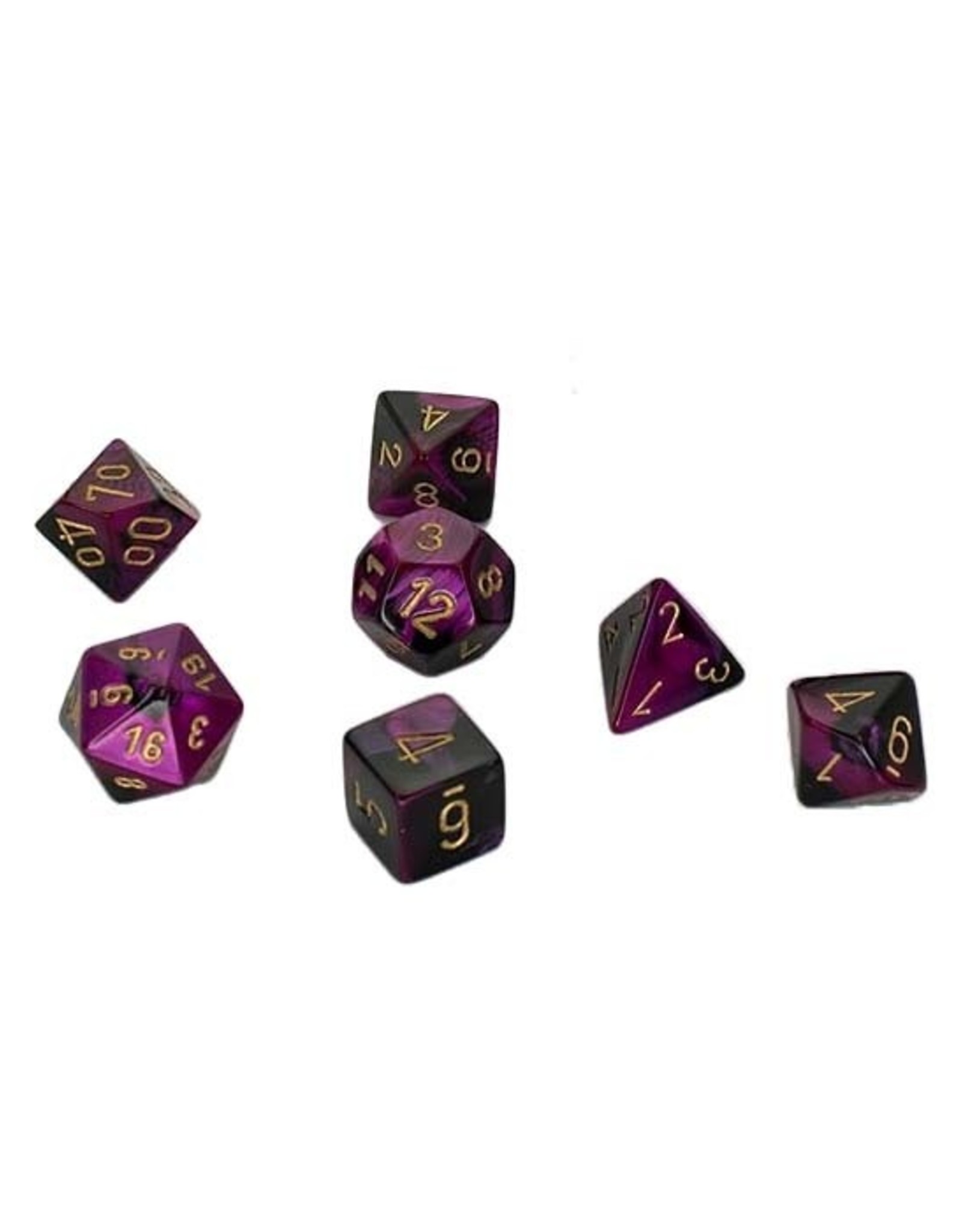 Chessex Chessex: Poly 7 Set - Gemini - Black-Purple w/ Gold