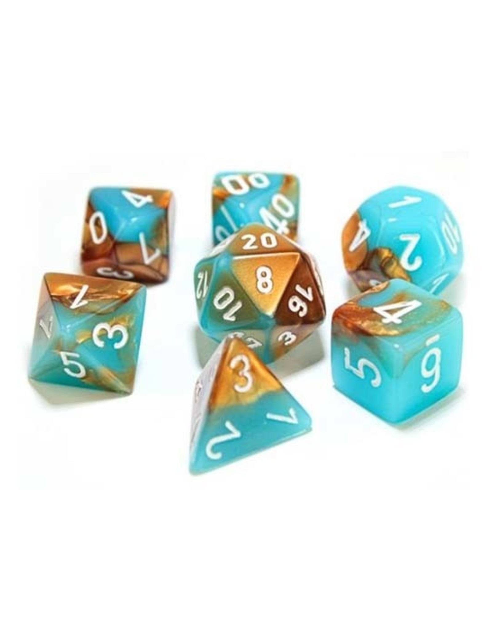 Chessex Chessex: Poly 7 Set - Gemini - Copper-Turquoise w/ White