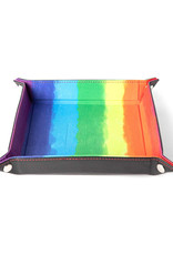 Dice Rolling Tray: Velvet Folding Tray w/ Leather - Rainbow