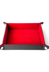 Dice Rolling Tray: Velvet Folding Tray w/ Leather - Red
