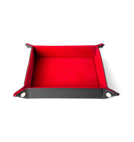 Dice Rolling Tray: Velvet Folding Tray w/ Leather - Red