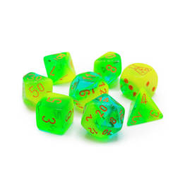 Chessex Chessex: Poly 7 Set - Gemini - Plasma Green-Teal w/ Orange