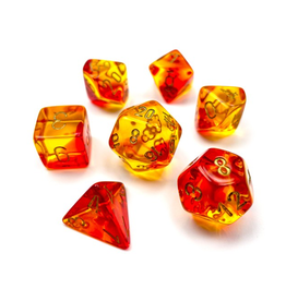 Chessex Chessex: Poly 7 Set - Gemini - Translucent Red-Yellow w/ Gold