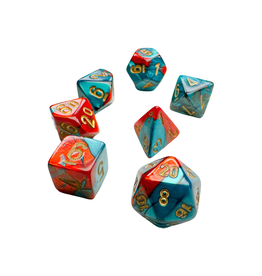 Chessex Chessex: Poly 7 Set - Mini - Gemini - Red-Teal w/ Gold