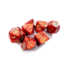 Chessex Chessex: Poly 7 Set - Mini - Scarab - Scarlet w/ Gold
