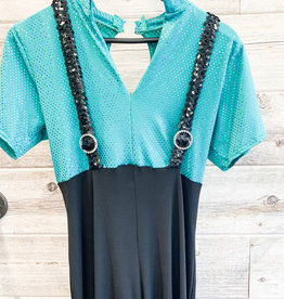 Costume Jumpsuit Funky Turqoise Et Noir (XXLarge)