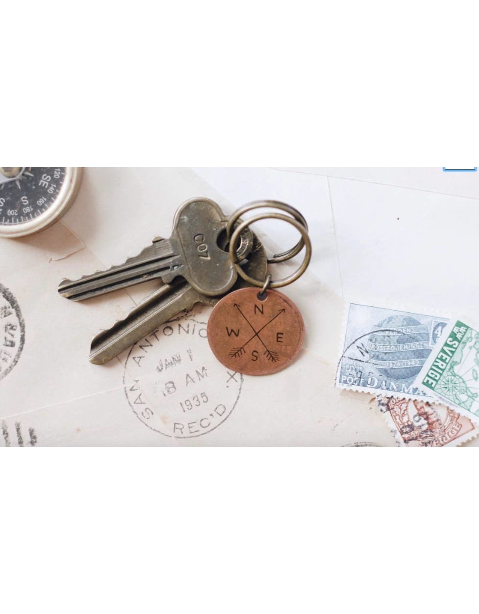 Traveling Penny Compass Keychain