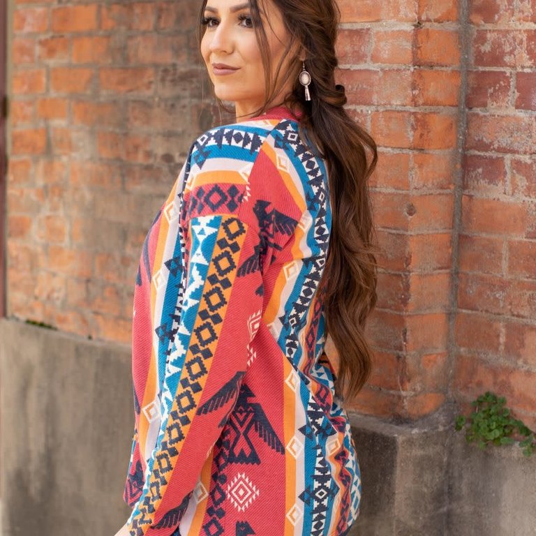 Too Far From Texas Oversized Print Drop Shoulder Cardi