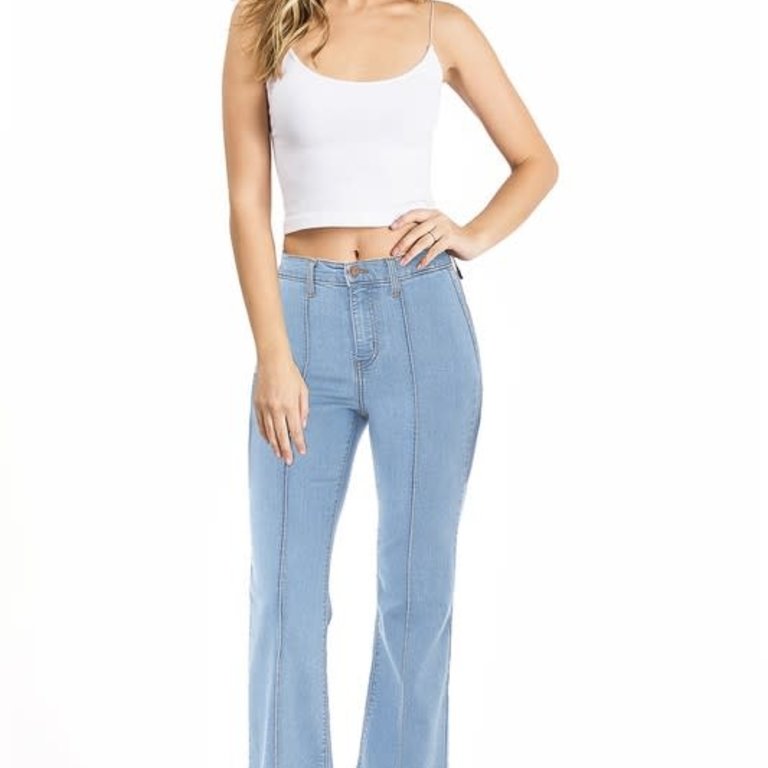 The Good Ol' Proud Mary Glass Blue Pin-Tuck Flares