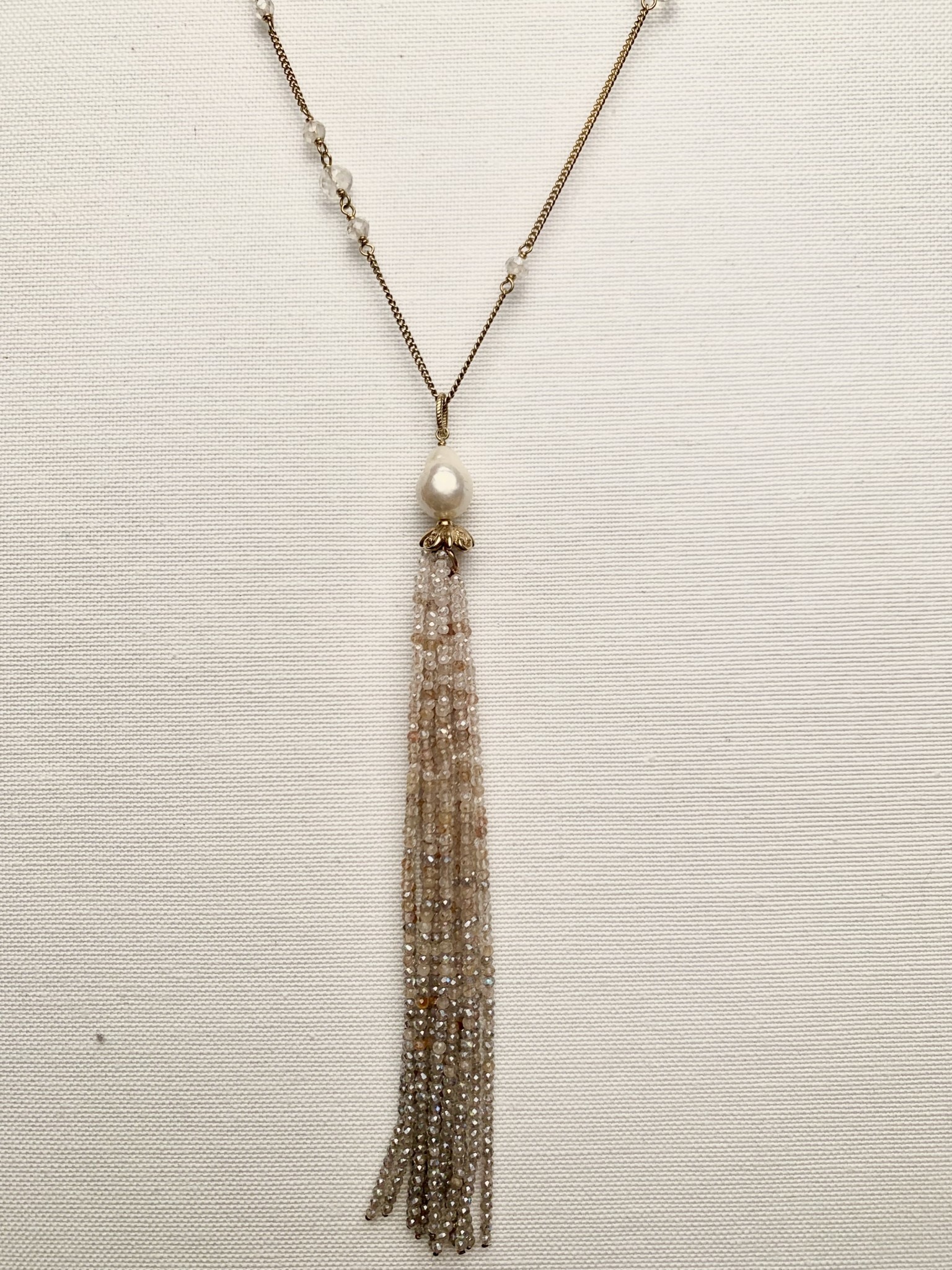 Crystal Tassel Long Necklace - Saffron Road