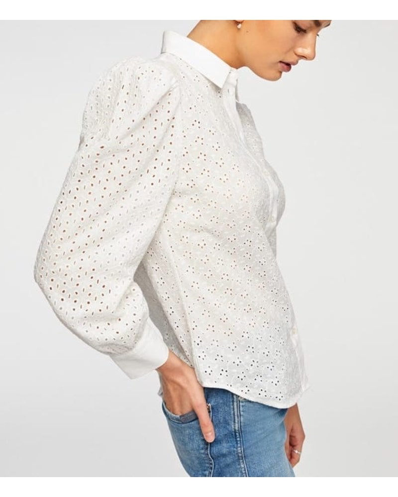 7 for all Mankind Puff Sleeve Eyelet Shirt