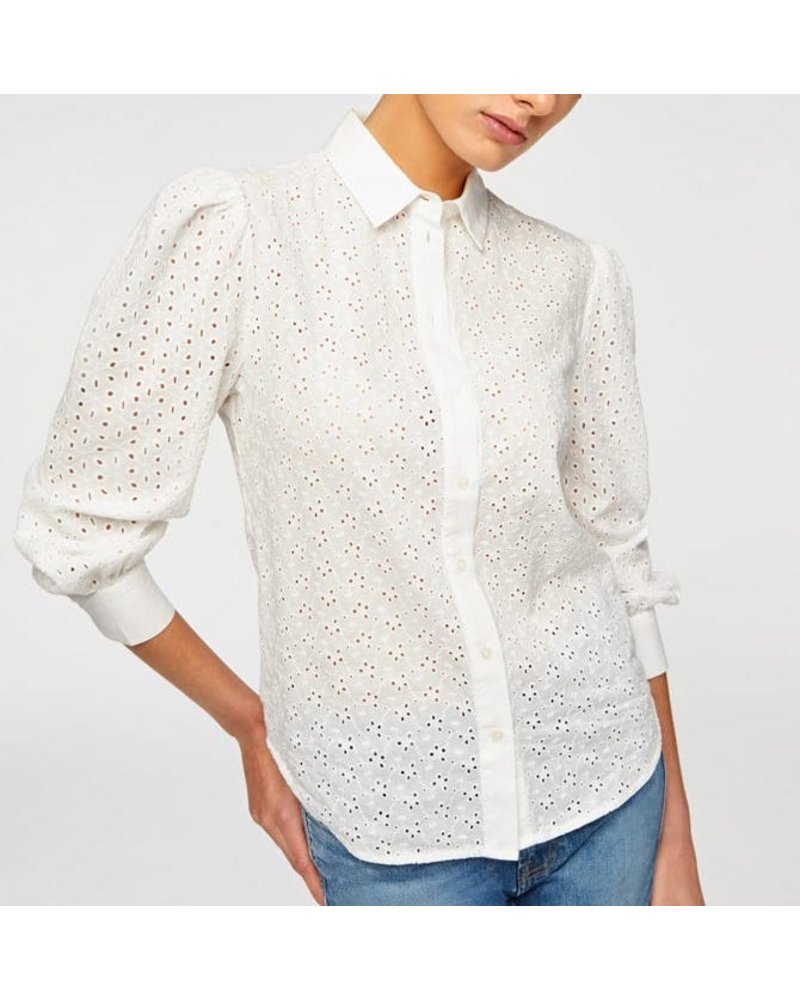 Puff Sleeve Eyelet Shirt - Saffron Road