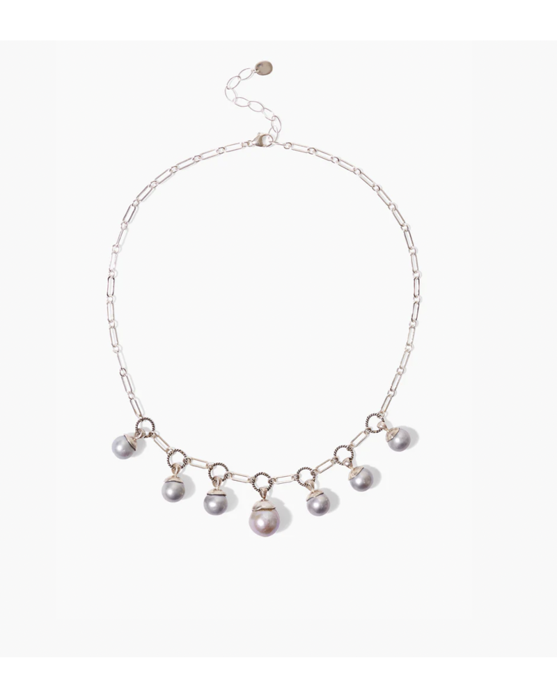 Chan Luu Silver Dipped Pearl Station Necklace